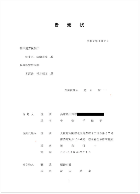 刑事告発文1